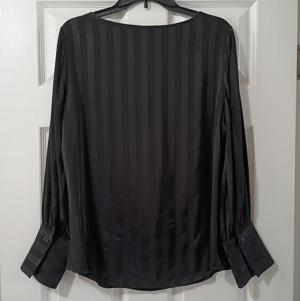 Chico's Black Satin-Stripe Boatneck Blouse - Picture 4 of 8